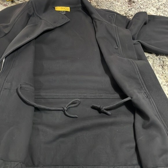 SoCa St.John‎ Black Cotton Blend Raglan Jacket Silver Snaps 3/4 Sleeves - Picture 8 of 8